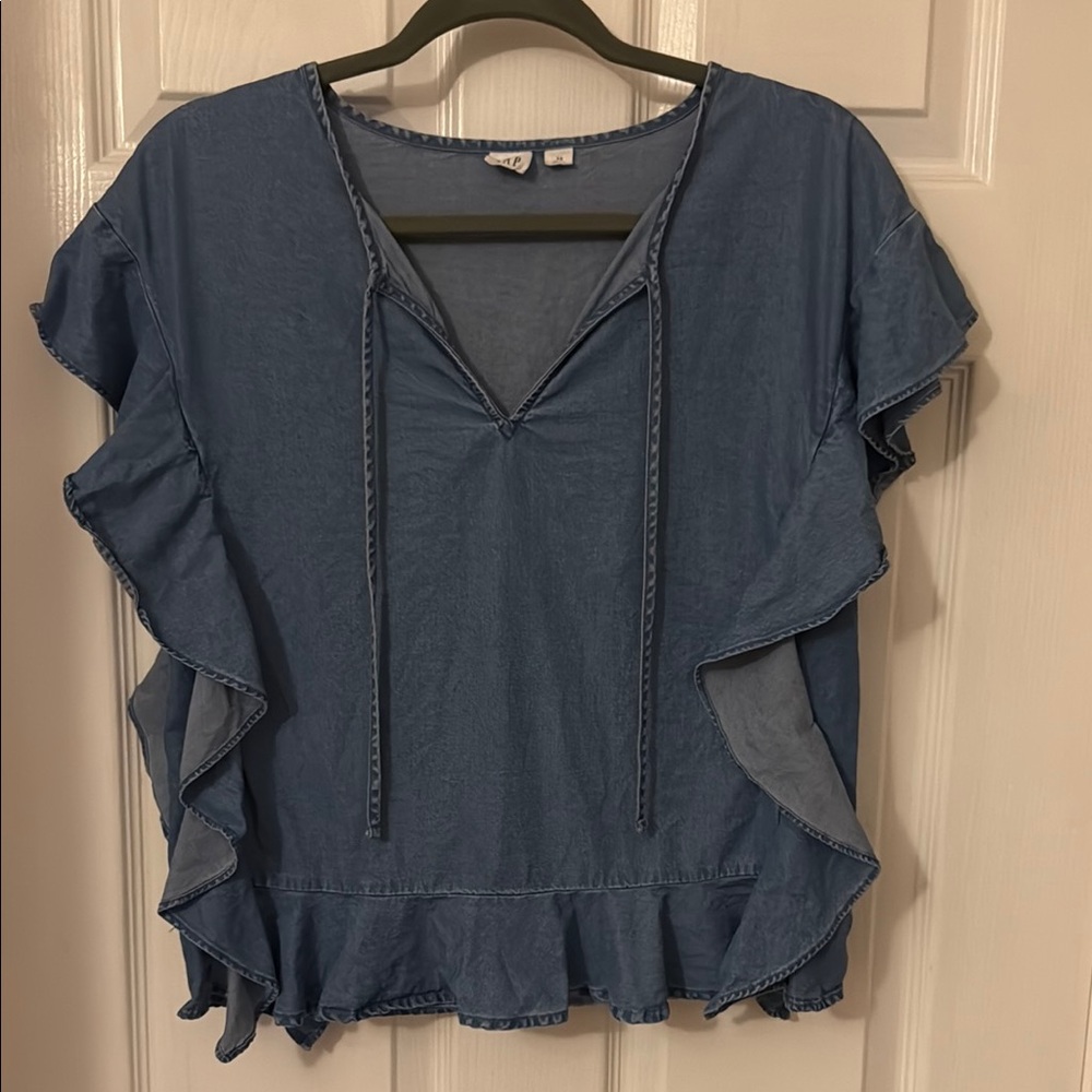 Gap Denim Top with Ruffles on the sleeves